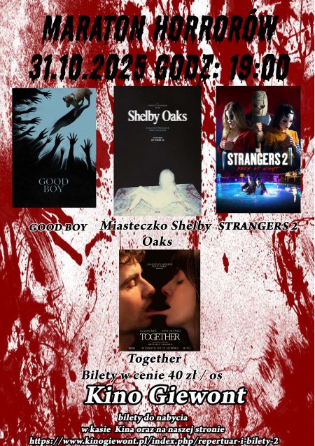 Maraton Horrorów 31.10.2025 Kino "Giewont"