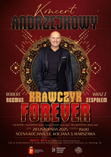 Koncert Andrzejkowy „Krawczyk Forever” – największe przeboje Krzysztofa Krawczyka śpiewa Robert Rozmus