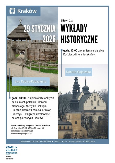 29.01 - Wykłady historyczne o 17.00  i 18:00