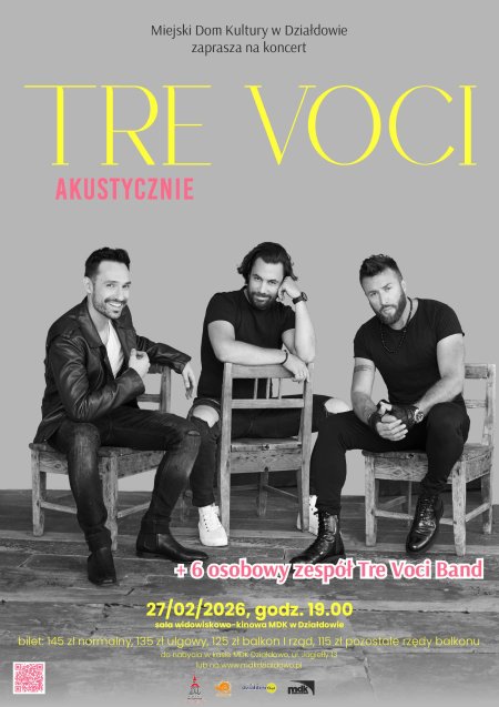 Tre Voci - Akustycznie: wyjątkowy koncert MDK w Działdowie