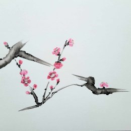 Japonia - forma i doświadczenie. Warsztaty malarstwa tuszowego, temat: kwiat śliwy