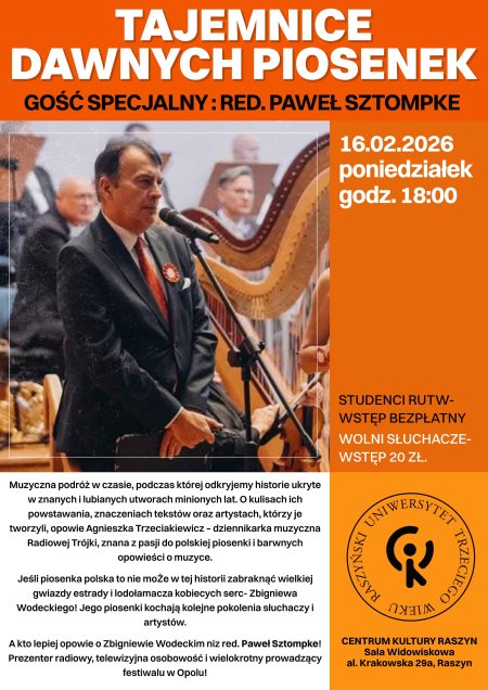 Wykład RUTW: „Tajemnice dawnych piosenek” gość Paweł Sztompke