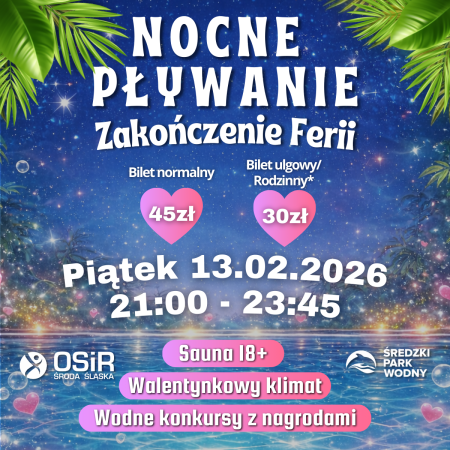 Nocne Pływanie w Średzkim Parku Wodnym