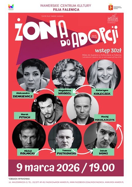 Spektakl "Żona do adopcji" Teatr Old Timers Garage w WCK Falenica