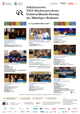 Jubileuszowy XXX Międzynarodowy Festiwal Muzyki Dawnej im. Mikołaja z Radomia