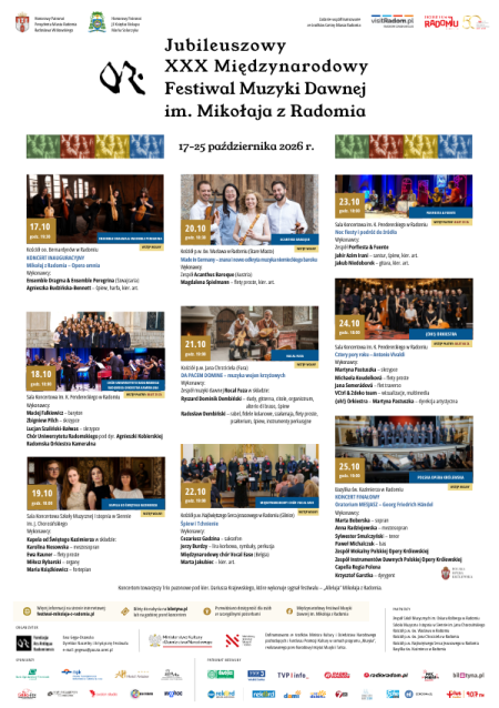 Jubileuszowy XXX Międzynarodowy Festiwal Muzyki Dawnej im. Mikołaja z Radomia