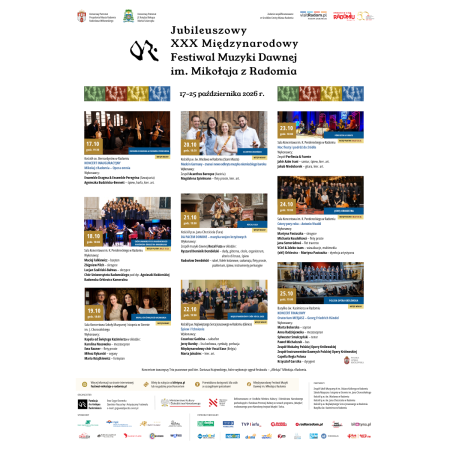 Jubileuszowy XXX Międzynarodowy Festiwal Muzyki Dawnej im. Mikołaja z Radomia