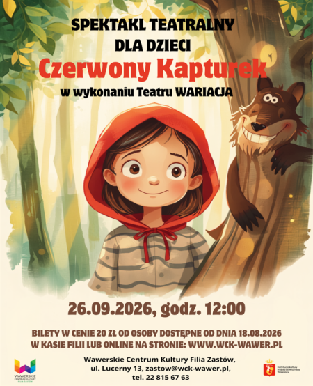Spektakl teatralny dla dzieci "Czerwony Kapturek" w Zastowie