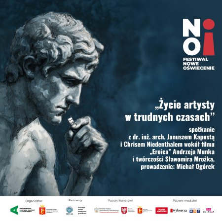 „Życie artysty w trudnych czasach” | spotkanie z dr. inż. arch. J. Kapustą i Chrisem Niedenthalem wokół filmu „Eroica” Andrzeja Munka i twórczości Sławomira Mrożka | prowadzenie: M. Ogórek